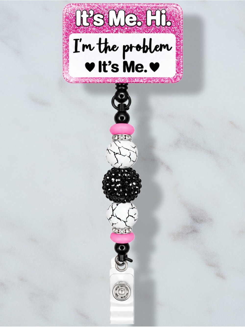 Hi It’s Me I’m The Problem It’s Me Beaded Badge Reel